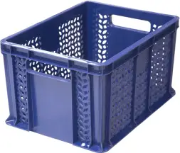 Ящик пластиковый перфорированный, 400×300×230 мм, 21.6 л, чёрный [703.02.01]