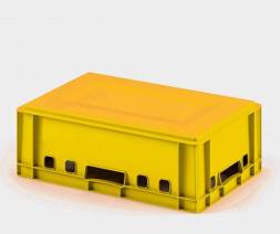 Ящик пластиковый для мяса Е2 (глубокой заморозки), 600х400х200 мм, желтый