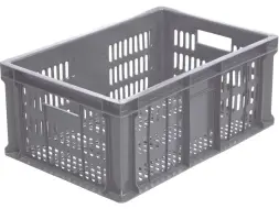 Ящик пластиковый перфорированный, 600x400x250 мм, 46 л, серый [201]