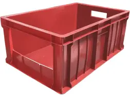Ящик пластиковый сплошной с вырезом, 600х400х250 мм, красный [204 В НСТ]