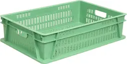 Ящик пластиковый перфорированный, 600x400x150 мм, 36 л, зеленый [433]