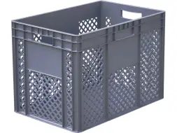 Ящик пластиковый перфорированный с ручками, 600x400x180 мм, серый [942.01.03.03 М]